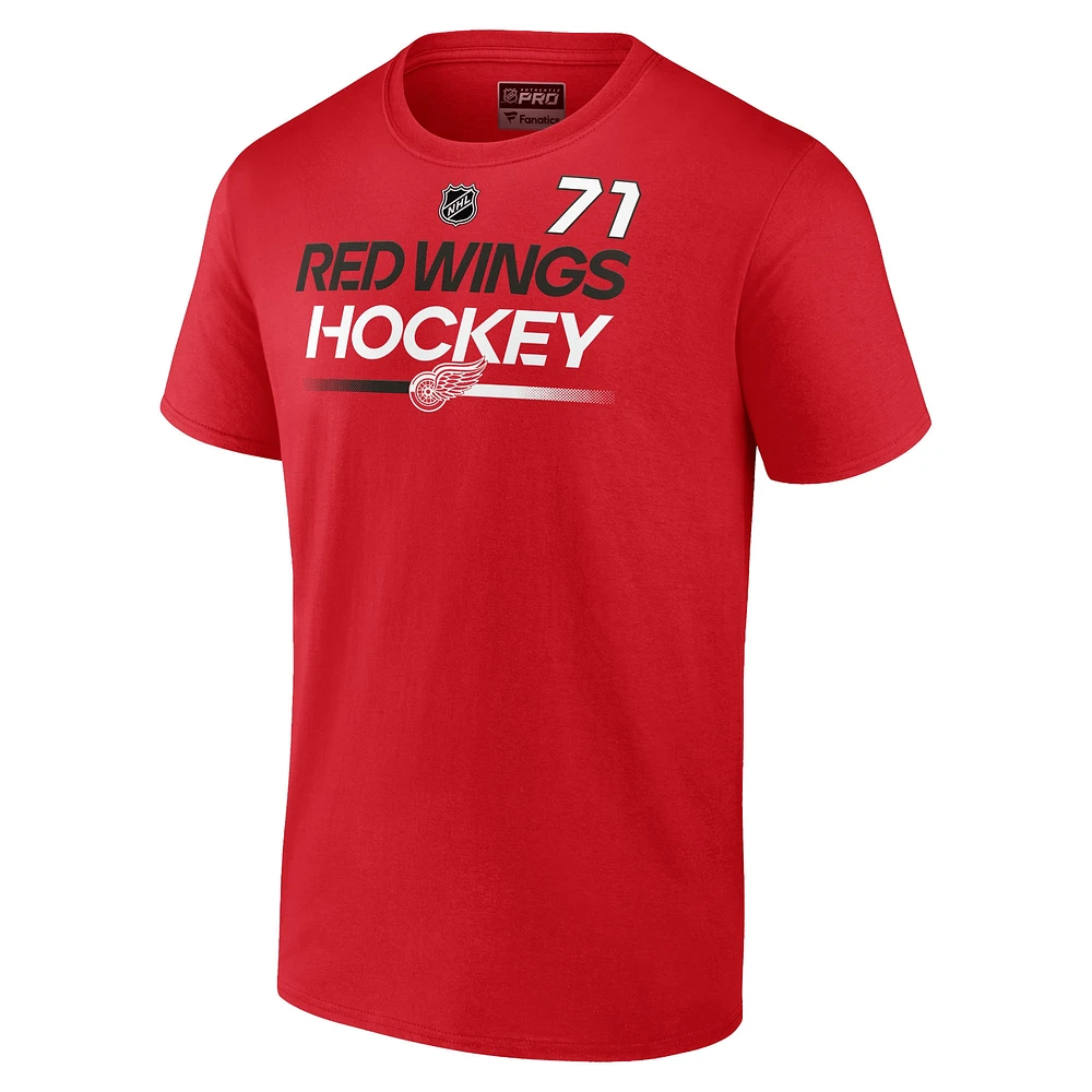 Men's Fanatics Dylan Larkin Red Detroit Wings Authentic Pro Prime Name & Number T-Shirt