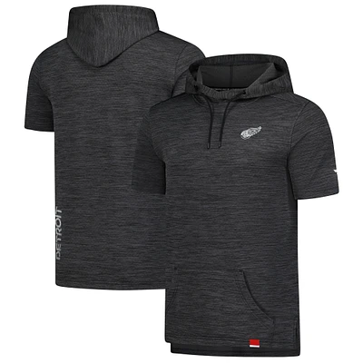 Sweat à capuche manches courtes Fanatics Heather Charcoal Detroit Red Wings Authentic Pro pour homme