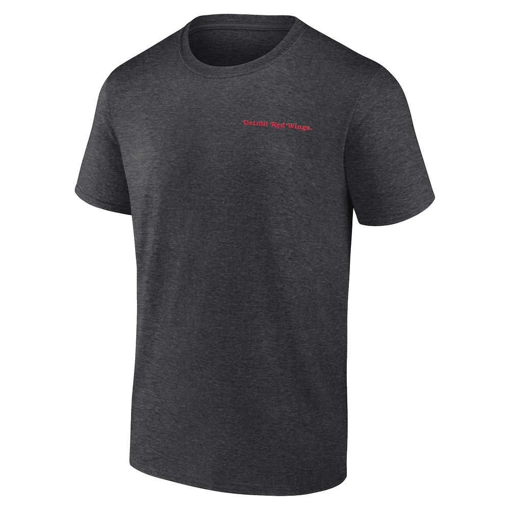 Men's Fanatics Heather Charcoal Detroit Red Wings Backbone T-Shirt
