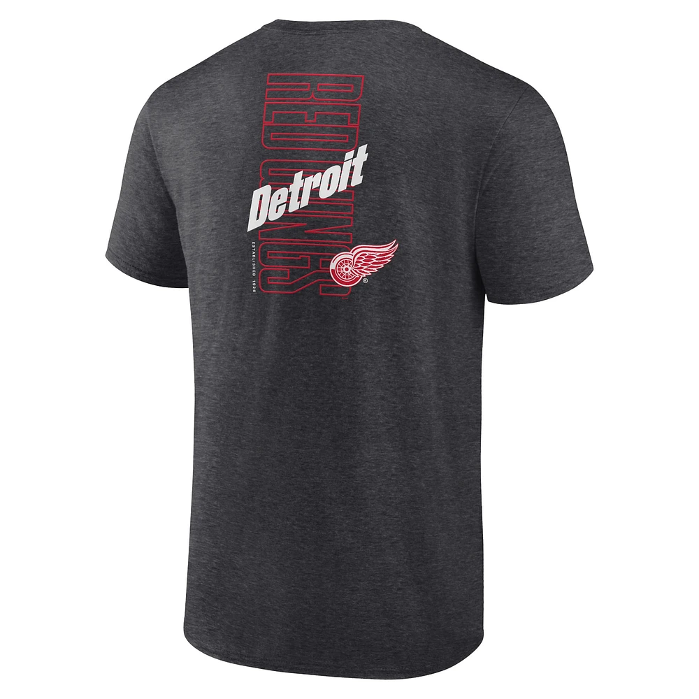 Men's Fanatics Heather Charcoal Detroit Red Wings Backbone T-Shirt