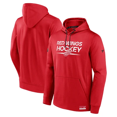 Sweat à capuche en polaire authentique Pro Red Detroit Wings Fanatics pour homme
