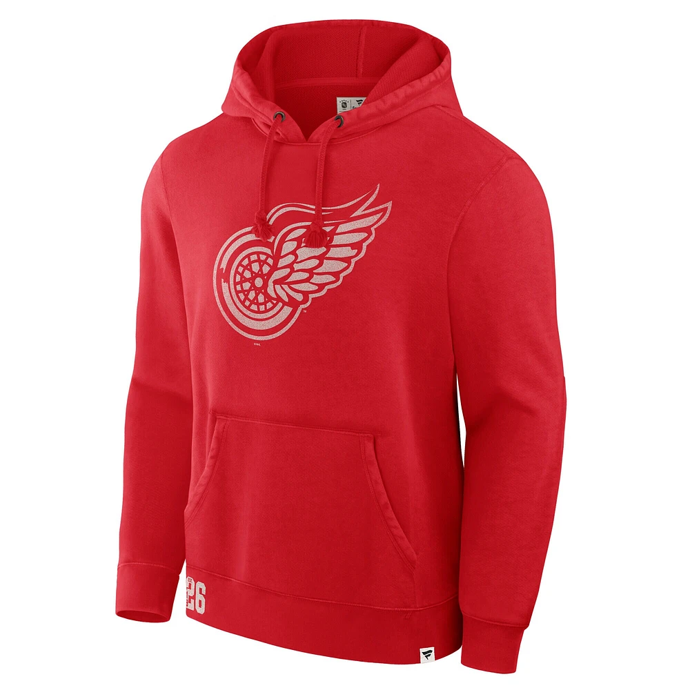 Men's Fanatics Red Detroit Wings Decades Collection Tradition Fleece Pullover Hoodie