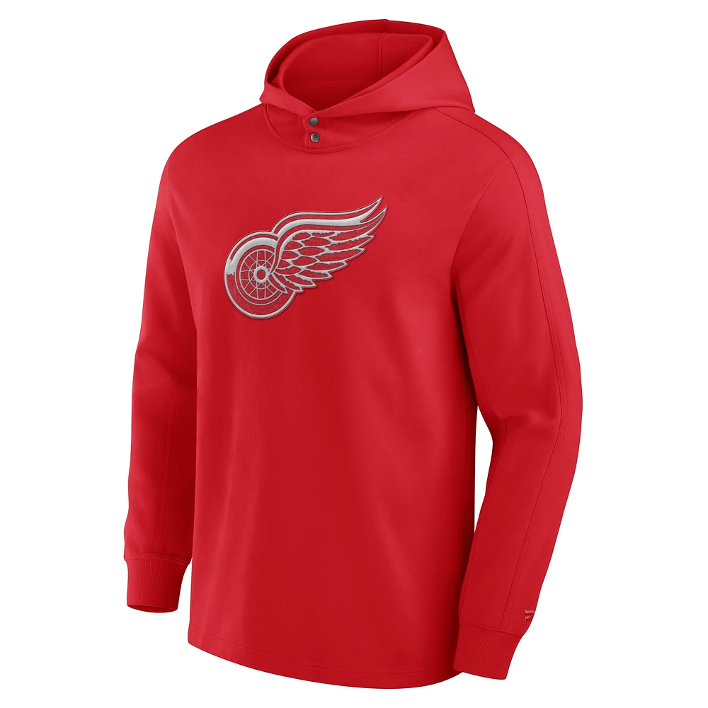 T-shirt à capuche manches longues en mélange tricolore pour homme Fanatics Red Detroit Wings Elements Blaze