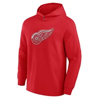 T-shirt à capuche manches longues en mélange tricolore pour homme Fanatics Red Detroit Wings Elements Blaze