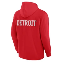 T-shirt à capuche manches longues en mélange tricolore pour homme Fanatics Red Detroit Wings Elements Blaze