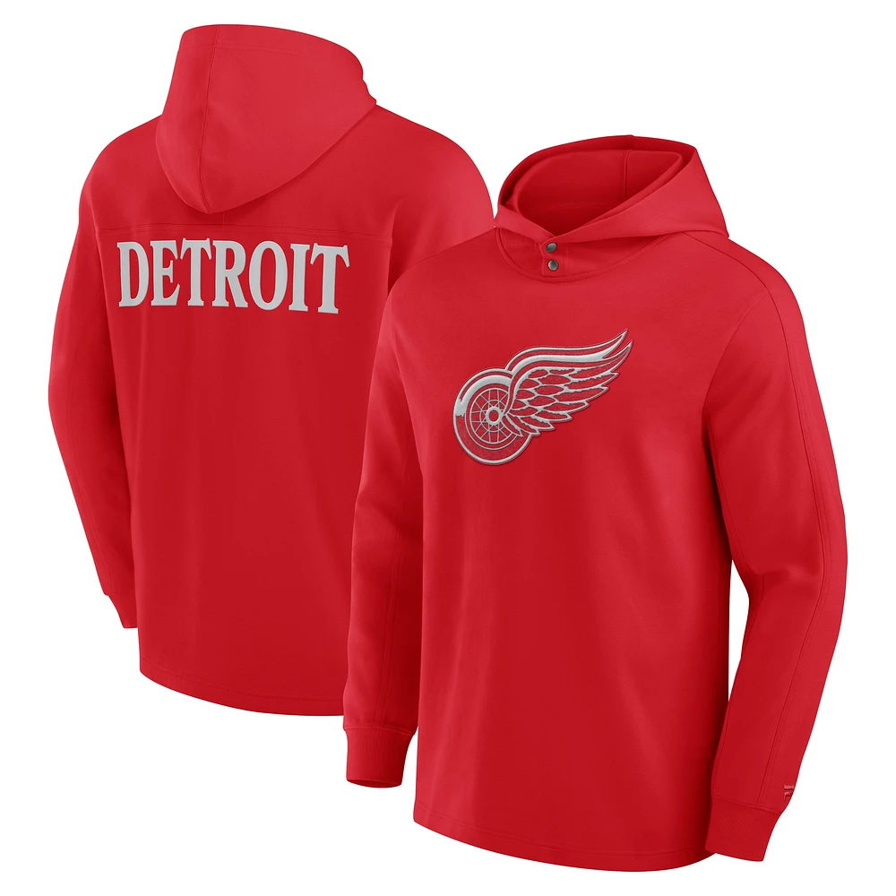 T-shirt à capuche manches longues en mélange tricolore pour homme Fanatics Red Detroit Wings Elements Blaze