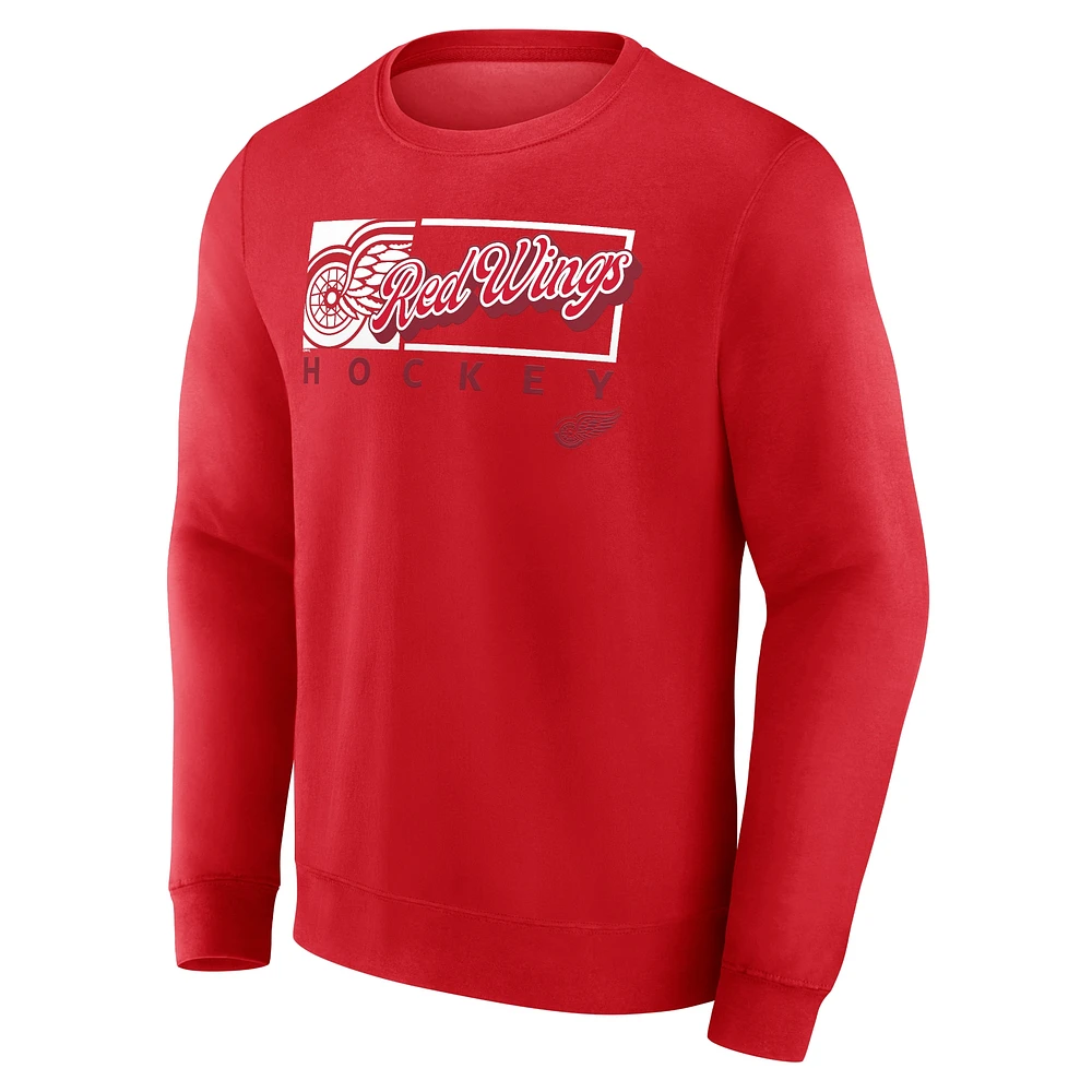 Men's Fanatics Red Detroit Wings Focus Fleece Pullover Sweatshirt