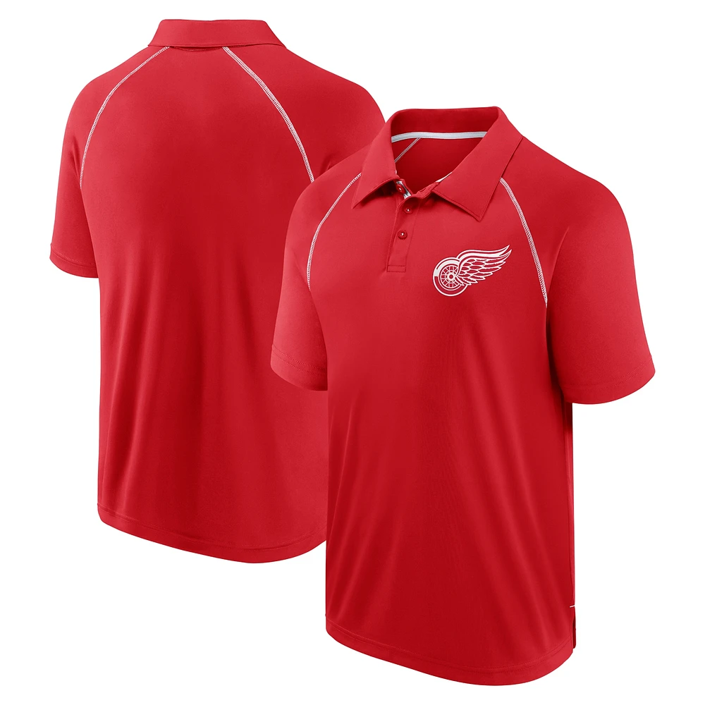 Polo rouge à manches raglan Strong Alone des Red Wings de Detroit pour hommes Fanatics