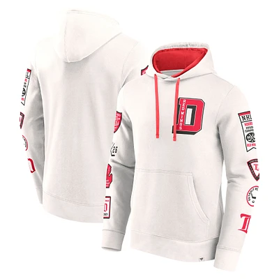 Men's Fanatics  White Detroit Red Wings Vintage Letterman Pullover Hoodie
