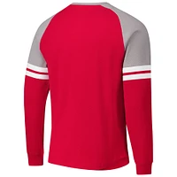 Men's Mitchell & Ness  Red Detroit Wings Thermal Henley Long Sleeve T-Shirt