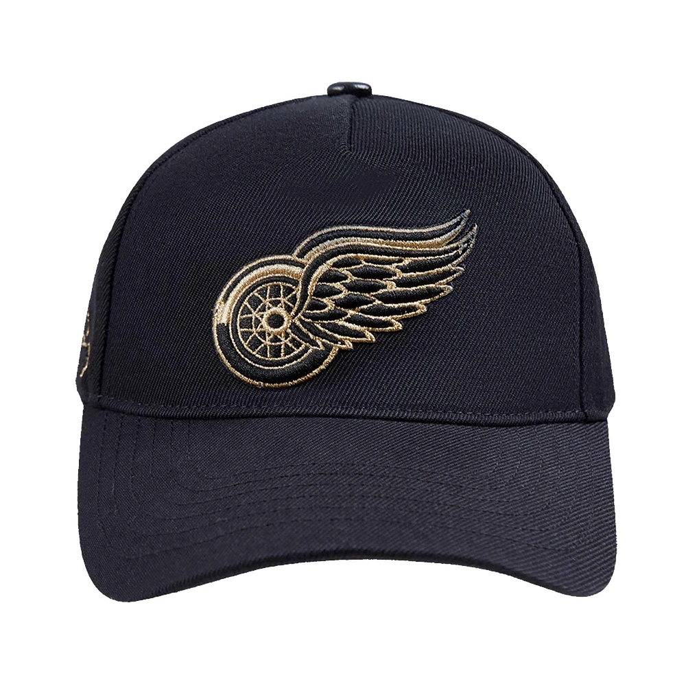 Men's Pro Standard  Black Detroit Red Wings Metallic Logo Pinch Front Adjustable Hat