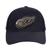 Men's Pro Standard  Black Detroit Red Wings Metallic Logo Pinch Front Adjustable Hat