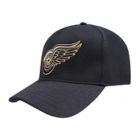 Men's Pro Standard  Black Detroit Red Wings Metallic Logo Pinch Front Adjustable Hat