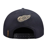 Men's Pro Standard  Black Detroit Red Wings Metallic Logo Pinch Front Adjustable Hat