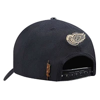 Men's Pro Standard  Black Detroit Red Wings Metallic Logo Pinch Front Adjustable Hat