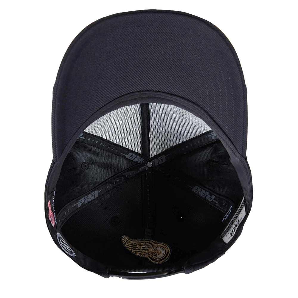 Men's Pro Standard  Black Detroit Red Wings Metallic Logo Pinch Front Adjustable Hat