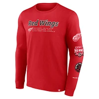 Men's Red Detroit Wings Strike the Goal Long Sleeve T-Shirt