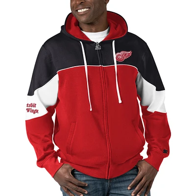 Sweat à capuche entièrement zippé Power Forward des Red Wings de Detroit rouge/noir pour hommes