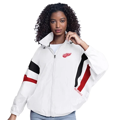 Veste à capuche surdimensionnée entièrement zippée G-III Sports by Carl Banks pour femme, blanche, Detroit Red Wings Game News