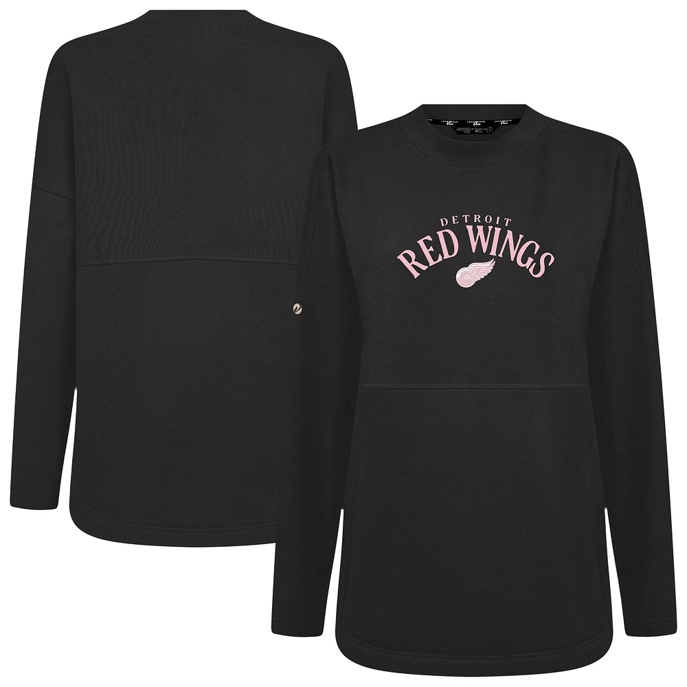Women's Levelwear Black Detroit Red Wings Mother's Day Beaudry Arched Pullover Sweatshirt