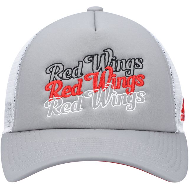 Casquette snapback en mousse Detroit Red Wings adidas pour femme, gris/blanc