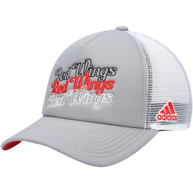 Casquette snapback en mousse Detroit Red Wings adidas pour femme, gris/blanc