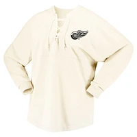 T-shirt à manches longues en jersey Spirit lacets Fanatics Cream Detroit Red Wings Original Six pour femmes