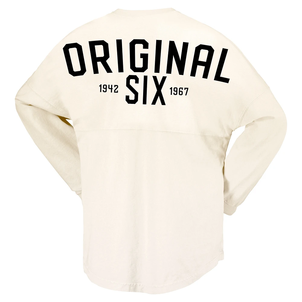 T-shirt à manches longues en jersey Spirit lacets Fanatics Cream Detroit Red Wings Original Six pour femmes