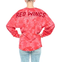 T-shirt à manches longues teinture cristal Fanatics Red Detroit Wings pour femmes