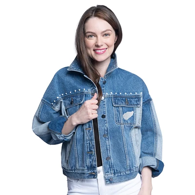 Veste en jean boutonnée G-III Sports by Carl Banks Detroit Red Wings Buzzer Beater pour femme