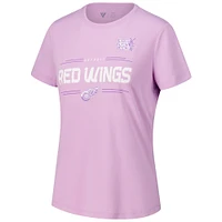 Women's Levelwear Dylan Larkin Lavender Detroit Red Wings Hockey Fights Cancer Anthem Name & Number T-Shirt