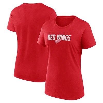 T-shirt à col rond rouge pour femme Detroit Red Wings Launch