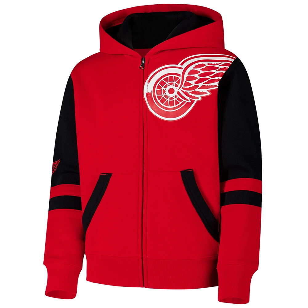 Youth Red Detroit Wings Face Off Full-Zip Hoodie