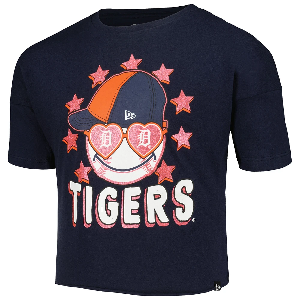 T-shirt à manches mi-longues New Era pour jeune fille Detroit Tigers bleu marine