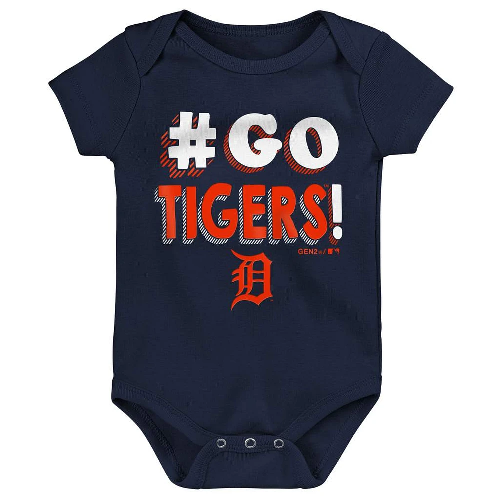 Infant Navy/Orange/Gray Detroit Tigers Born To Win 3-Pack Bodysuit Set