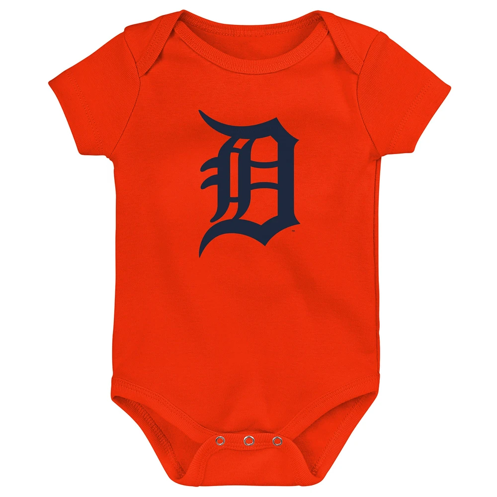 Infant Orange/White/Heather Gray Detroit Tigers Biggest Little Fan 3-Pack Bodysuit Set