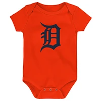 Infant Orange/White/Heather Gray Detroit Tigers Biggest Little Fan 3-Pack Bodysuit Set