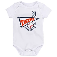 Infant Orange/White/Heather Gray Detroit Tigers Biggest Little Fan 3-Pack Bodysuit Set