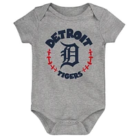 Infant Orange/White/Heather Gray Detroit Tigers Biggest Little Fan 3-Pack Bodysuit Set