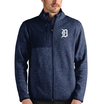 Veste zippée Fortune pour homme Antigua Heathered Navy Detroit Tigers