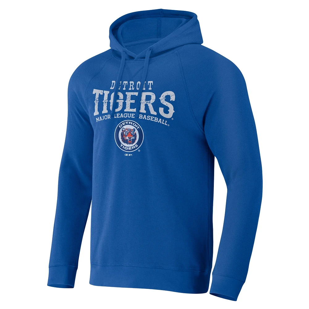 Men's Darius Rucker Collection by Fanatics  Royal Detroit Tigers Waffle-Knit Raglan Pullover Hoodie
