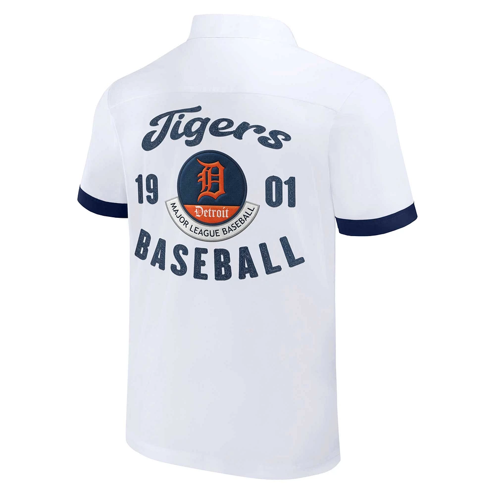 Men's Darius Rucker Collection by Fanatics  White Detroit Tigers Bowling Button-Up Shirt