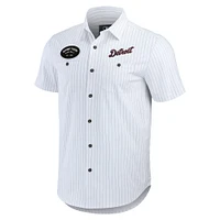 Men's Darius Rucker Collection by Fanatics White Detroit Tigers Pin Stripe Short Sleeve Button-Up Shirt
