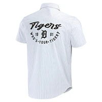 Men's Darius Rucker Collection by Fanatics White Detroit Tigers Pin Stripe Short Sleeve Button-Up Shirt