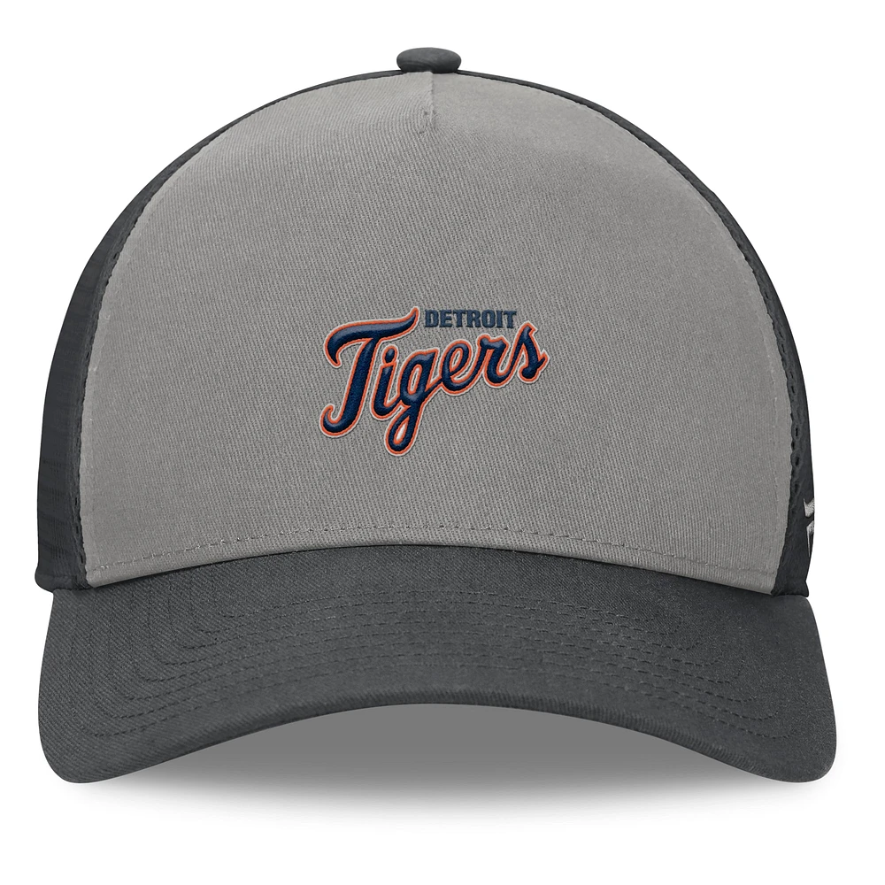 Men's Fanatics Gray/Graphite Detroit Tigers A-Frame Trucker Adjustable Hat