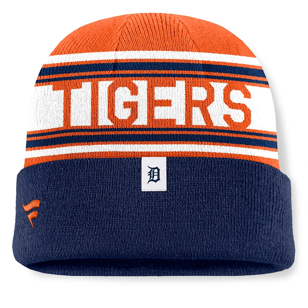 Men's Fanatics Navy Detroit Tigers Fundamental Team Stripe Cuffed Knit Hat