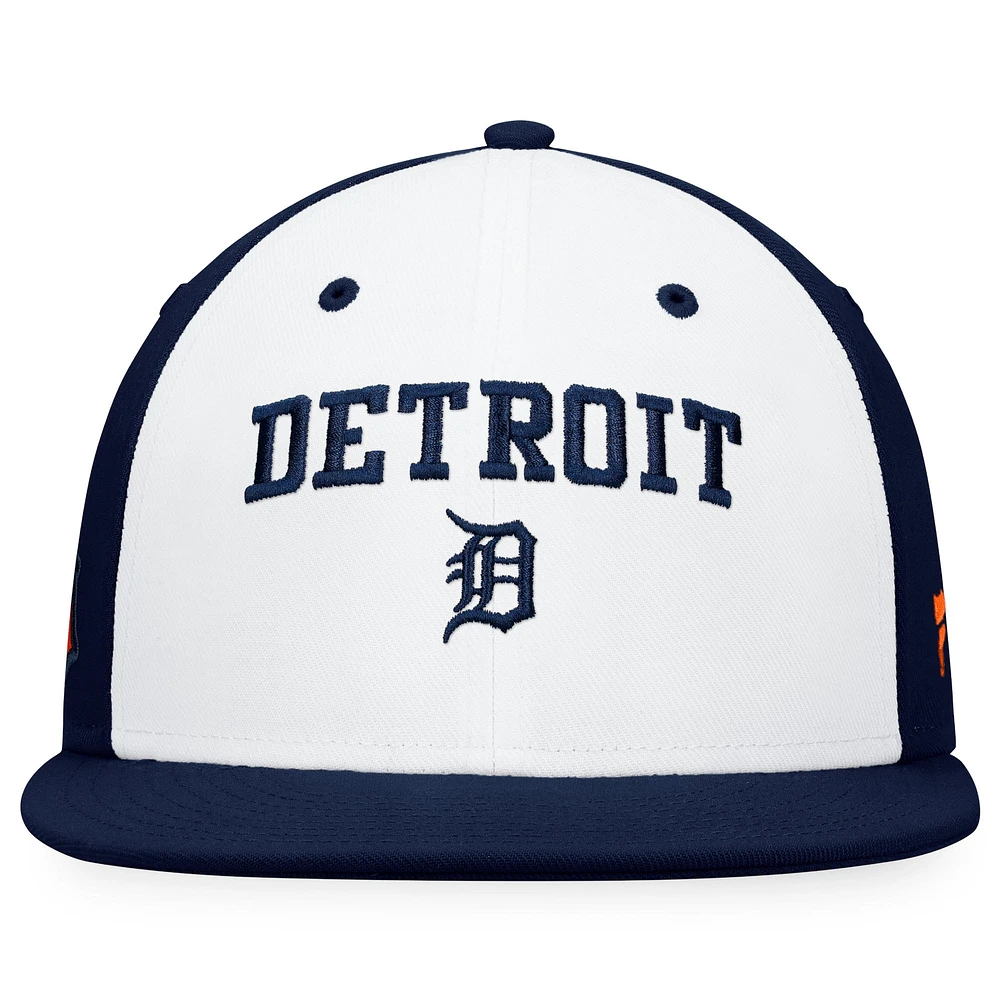 Men's Fanatics White/Navy Detroit Tigers Iconic Color Blocked Fitted Hat