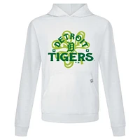 Men's Levelwear White Detroit Tigers St. Patrick's Day Relay Shamrock Pullover Hoodie