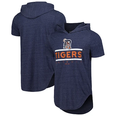 T-shirt à capuche en trois mélanges Majestic Threads pour hommes, bleu marine
