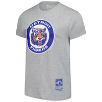 Men's Mitchell & Ness Heather Gray Detroit Tigers Cooperstown Collection Logo T-Shirt